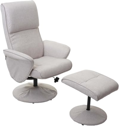 Helsinki relaxfauteuil, verstelbare TV-fauteuil TV-fauteuil met kruk ~ stof/textiel, crème-beige