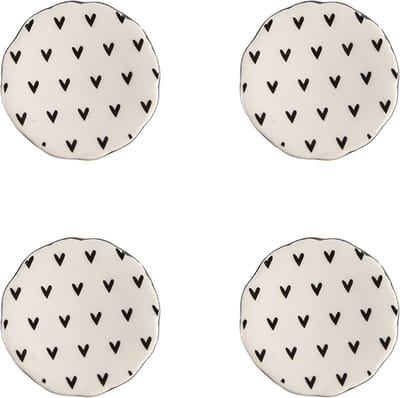 Clayre & Eef Deurknop Set van 4 Ø 4 cm Beige Keramiek Hartjes