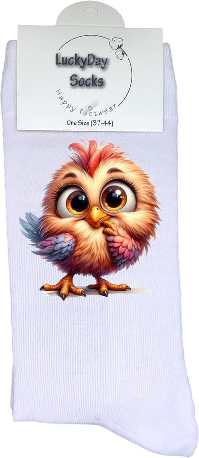 Kuiken - Valentijns Cadeau - Grappige sokken - Leuke sokken - Hem Haar sokken - Vrolijke sokken - Sint cadeau - Vaderdag - Moederdag - Verjaardag cadeau - Kerst cadeau - Vogel - Dieren - Leuk Cadeau - Print sokken - Haan - Socks maken Happy - 37-44