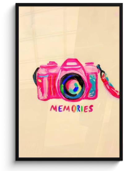 Poster in lijst - Fotolijst 80x120 cm - Posters - Camera - Memories - Roze - Geschilderd - Posterlijst zwart - Decoratie - Wanddecoratie woonkamer - Muurdecoratie slaapkamer