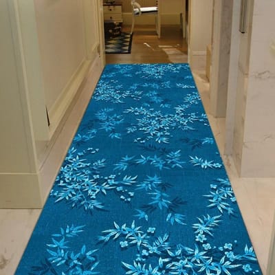 Luxe Lange Gangtapijten Voor Loper Hal Blauw Goud Jacquard Kleed Woonkamer Hotel Trappenhuis Mat Antislip Huis Keuken Kleed 80x300cm 31.4x118in