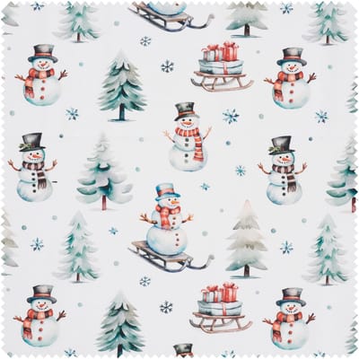Decoratieve stof linnen optiek "Sneeuwpop met slee"