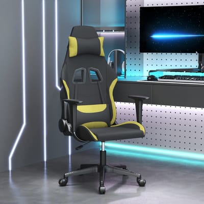 vidaXL - Massage - gamestoel - stof - zwart - en - lichtgroen