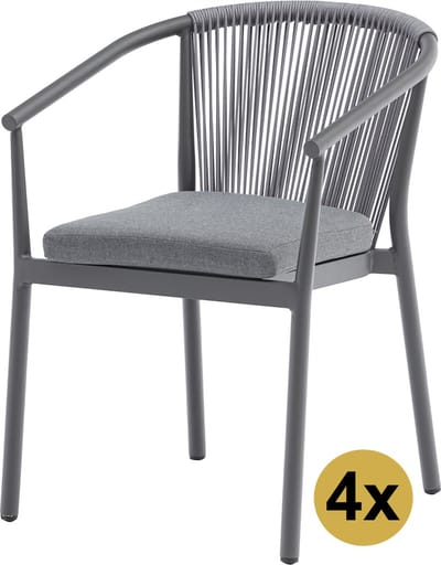 Set van 4 Apollo dining tuinstoel rope stapelbaar