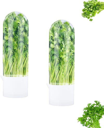 Ronte - Kruidenbewaardoos voor Koelkast, BPA-Vrij, 2 Stuks. Bewaar Verse Kruiden zoals Koriander, Basilicum, Peterselie. Ideaal voor Munt, Asperges en Bladgroenten. Geoptimizeerd design.