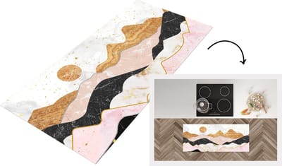 Keukenloper - Loper keuken - Marmer - Bergen - Zon - 120x50 cm - Keukenloper vinyl