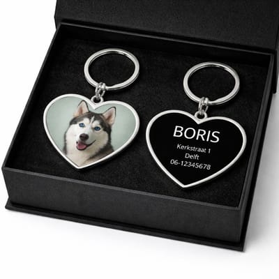 Hondenpenning Hart met Foto | Hart met Foto Penning | Dogtag met Foto | WATERBESTENDIG | Gepersonaliseerde Hondenpenning | Petshop Seven