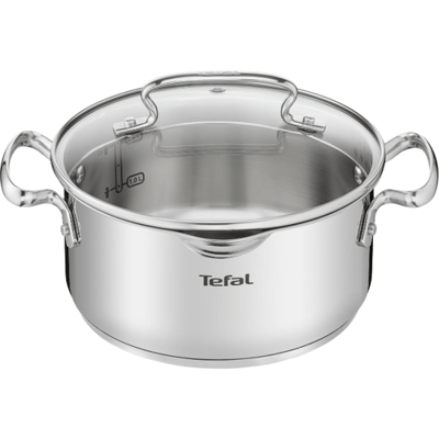 Tefal Duetto Kookpan 20 cm – Met Deksel – Roestvrij Staal – Geschikt voor Inductie – Vaatwasserbestendig – Zilver