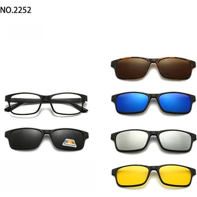Clip Magnétique pour Lunettes de Soleil 6 en 1 Multifonctionnel pour Lunettes pour Femmes Hommes Vision Nocturne Monture Optique Polarized lens