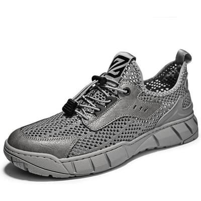 Heren Mesh Schoenen Nieuwe Zomer Ademende Mesh Schoenen Antislip Bergbeklimmen Stroomopwaarts Instappers Modieuze Sportschoenen 44 grijze kleur