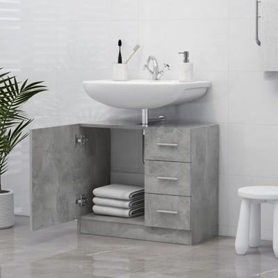 vidaXL - Wastafelkast - 63x30x54 - cm - bewerkt - hout - betongrijs