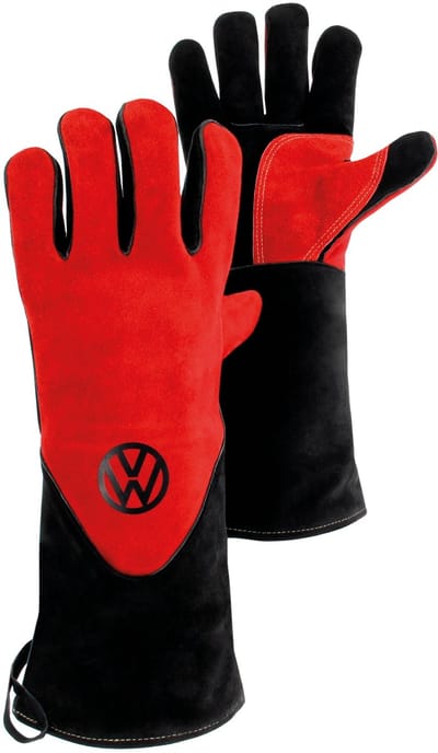 VW T1 Bus barbecuehandschoenen - ovenhandschoenen - bakhandschoenen hittebestendig in geschenkdoos rundleer (paar)
