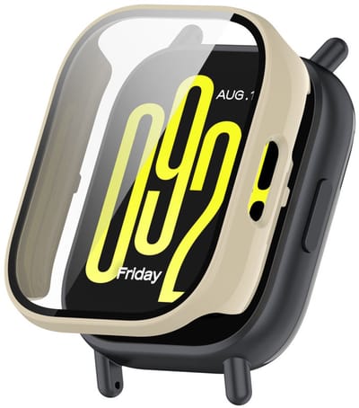 Watch case screenprotector - hoesje - gehard glas - geschikt voor Xiaomi Redmi Watch 5 Active - beige