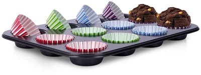 Orion Serie - Muffinvorm met Papieren Vormpjes - 13-delig - Metalen Bouw - Niet-klevende Coating