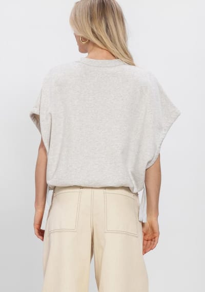 Catwalk Junkie Short Sleeve Strap Sweater Truien & vesten Dames - Sweater - Hoodie - Vest- Lichtgrijs - Maat 42