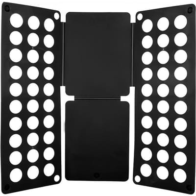 Organisateur Bleu en Plastique pour Chemises et T-Shirts avec Compartiments Multiples - 26,16x22,61x3,05 cm Planche Pliante Gain de Place pour Vêtements pour Garde-Robe noir