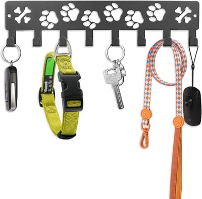Hondenriemhouder met 8 Haakjes voor Wandmontage, Sleutelhanger voor Hondenriemen, Halsbanden en Sleutels, Grappige Hondenstijl voor Wanddecoratie en Entree
