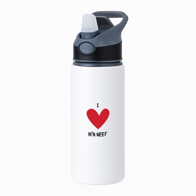 Hacebo® - Ik hou van mn neef waterfles met rietje zwart - Neef - De leukste neef - Cadeau voor je neef - familie - hartje - water fles - 650ML