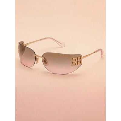 Miu Miu 0MUA51S Randloze Roze Gegradueerde Zonnebril, UV400 Dames Zonnebril met Logo