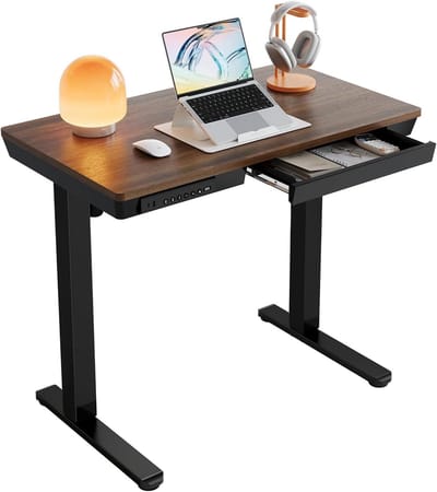Verstelbaar Bureau - Bureau met lades - Ergonomisch Werken - Elektrisch Verstelbaar - 120 x 60 cm - Walnoot