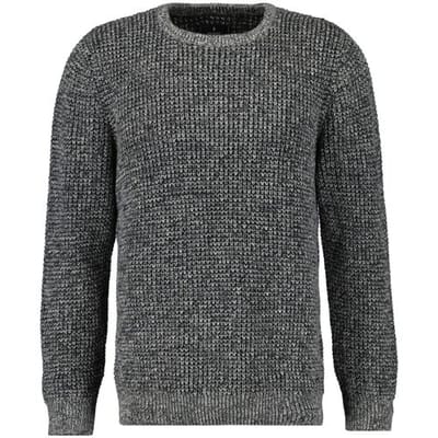 Ragman Trui Structure Knit Pullover Roundneck Grijs Melange / male