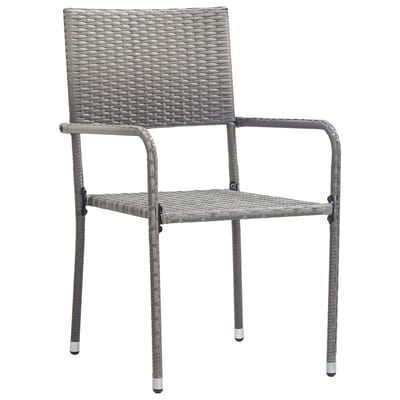 vidaXL - Tuinstoelen - 4 - st - stapelbaar - poly - rattan - grijs