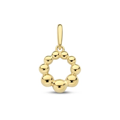 New Bling - 9NBG-0933 - 14K geelgouden hanger – O-vorm – met bolpatroon