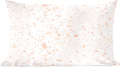 Sierkussens - Kussentjes Woonkamer - 60x40 cm - Terrazzo - Patroon - Wit - Perzik