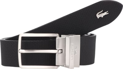 LACOSTE Leren riem Casual Plain Grained Leather Belt W100 Noir zwart