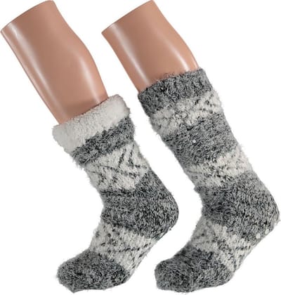 Apollo Dames Huissokken Chenille met Antislip Grijs One size