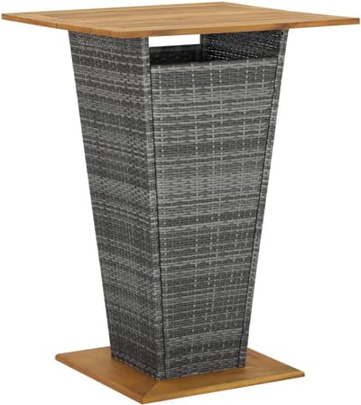 Statafel Polyrotan - Bartafel Hout - Buiten Genieten - Weerbestendig Frame - 80x80x110 cm - Grijs