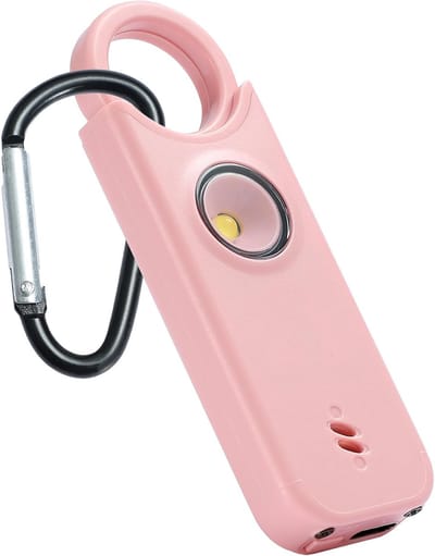 Persoonlijk veiligheidsalarm - 135 dB superluid alarm met LED-stroboscooplicht, oplaadbaar via USB-C, compact sleutelhangeralarm, geschikt voor vrouwen/mannen, noodzaklamp en trilalarm (roze)