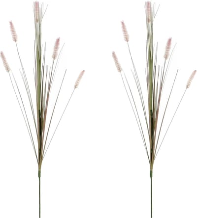 Mica Decorations - 2x - Rietgras/pluimgras kunstplant losse steel - takken - groen/paarse pluimen - 84 cm