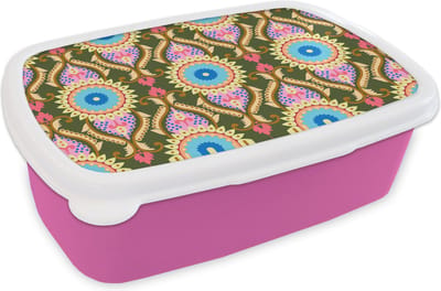 Broodtrommel Roze - Lunchbox Design - Orient - Retro - Brooddoos 18x12x6 cm - Brood lunch box - Broodtrommels voor kinderen en volwassenen