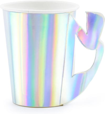 PARTYDECO - 6 kartonnen holografische zeemeermin bekers