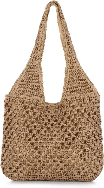 Handgeweven Stro Strandtas voor Dames - Stijlvolle Boho Schoudertas voor Zomer Vakantie en Dagelijks Gebruik
