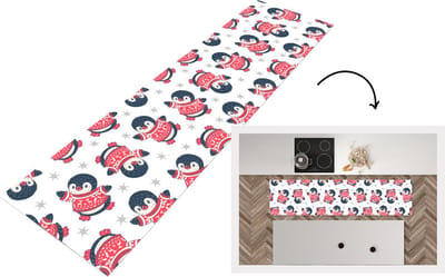 Keukenloper - Loper keuken - Pinguïn - Patronen - Sterren - 200x50 cm - Keukenloper vinyl