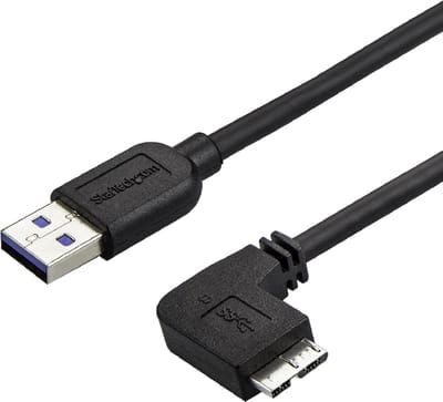 StarTech.com 6ft Slim Right-Angle Micro USB 3.0 Cable - M/M - USB 3.1 Gen 1 - USB cable - 2 m