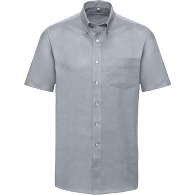 Russell Collectie Heren Korte Mouw Easy Care Oxford Shirt (Zilvergrijs)