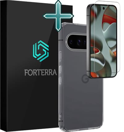 Hoesje Met Screenprotector - Geschikt voor Google Pixel 9 Pro - Sterk & Shockproof - Telefoon Hoes - Back Cover - Siliconen Case - Transparant