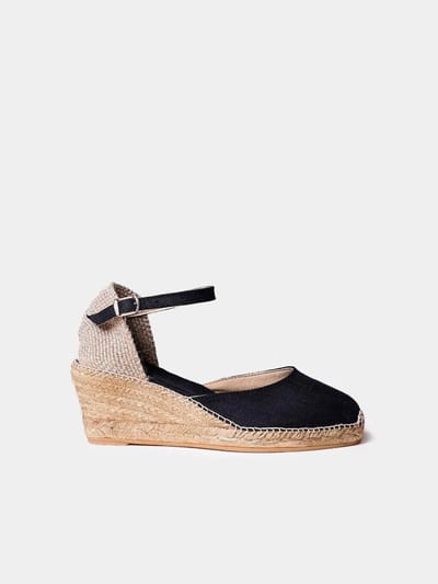 Espadrilles met sleehak van jute en gesp | CALDES