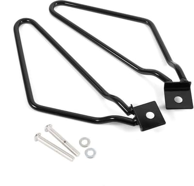 Dailygoods- Zadeltassenhouder set - Verchroomd ijzer - Ondersteuning voor XL883/1200 HD1450/1584 - 2 stuks - Zwart - Inclusief schroeven/sluitringen - Motorsteun
