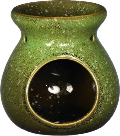 Ideas4seasons Geurbrander - amberblokjes/geurblokjes/geurolie - keramiek - groen - D10 x H10 cm