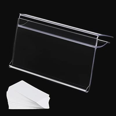 Glas Plank Labelhouders voor 1/4" tot 3/8" Glasrek - 50 Stuks met Inserts