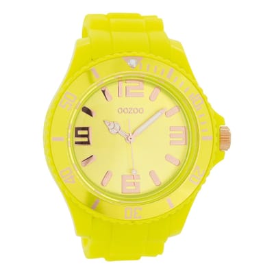 OOZOO Timepieces - Gele horloge met gele rubber band - C5033