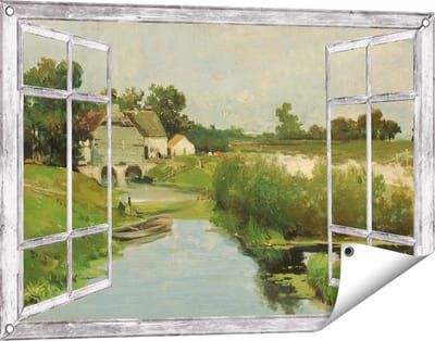 Gards Tuinposter Doorkijk Zomerdag - Johan Hendrik Weissenbruch - 90x60 cm - Tuindoek - Tuindecoratie - Wanddecoratie buiten - Tuinschilderij