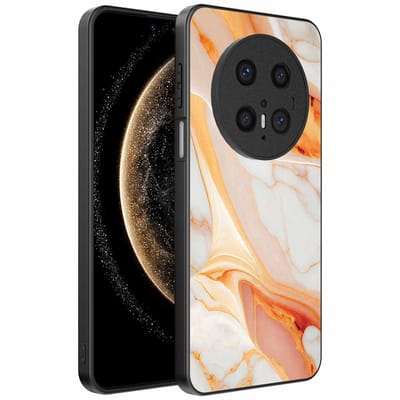 Geschikt voor Huawei Mate 70 Telefoonhoesje met marmer opdruk - TPU backcover case marble design - Oranje - Smartphonica geschikt voor Huawei Mate 70