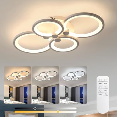 Haobosic - 40W LED plafondlamp, dimbaar, met afstandsbediening, 3000K-6500K, ideaal voor woonkamer, slaapkamer of keuken, diameter 58cm, wit