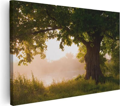 Artaza Canvas Schilderij Landschap - 30x20 cm - Klein - Wanddecoratie Bos - Muurdecoratie Boom - Schilderijen Op Canvas Natuur