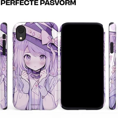 Casetastic hoesje geschikt voor Apple iPhone XR - Dubbellaagse bescherming - Strik en Staren - Fashion Case - Lila Lichtgrijs Wit Lichtroze